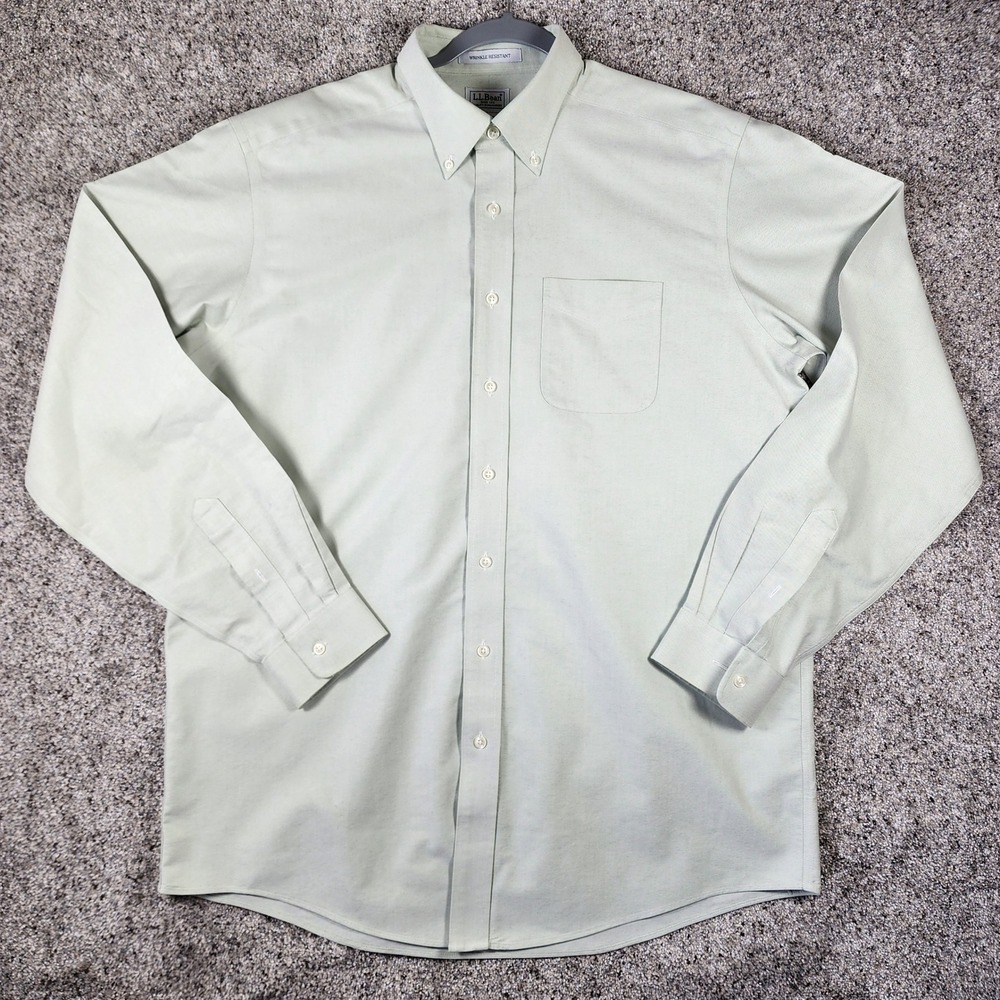 LL Bean Button Down Mens 16.5-37 Oxford Wrinkle Resistant Like New